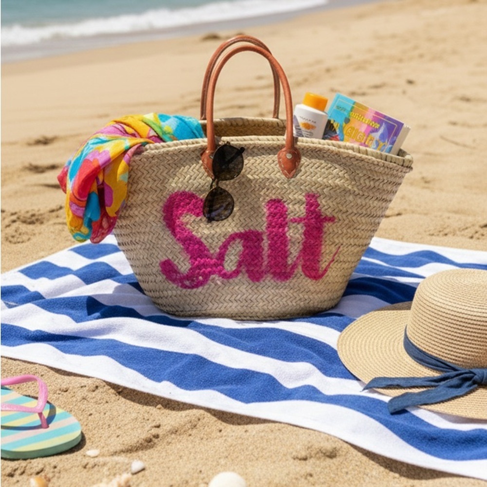 LAST CHANCE - MISA Los Angeles "Salt" Large Basket Woven Tote